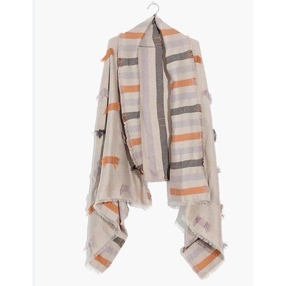 New Madewell Fringe Stripe Jacquard Scarf wrap - Picture 1 of 10